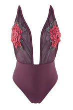 Load image into Gallery viewer, Peek &amp; Beau Applique &amp; Mesh Plunge Swimsuit
