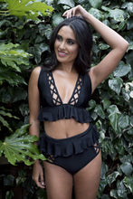Load image into Gallery viewer, Peek &amp; Beau Black Lattice High Waist Brief
