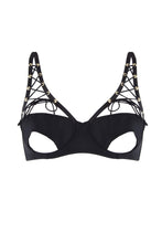 Load image into Gallery viewer, Peek &amp; Beau Callie Open Cup Lace Up Bra DD-G Cups
