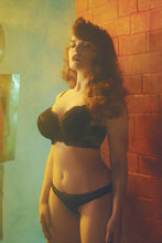 Load image into Gallery viewer, Fion Full Bust Black Satin and Lace Bra DD - H

