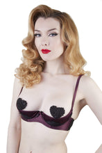 Load image into Gallery viewer, Marlene Wine 1/4 Cup Bra with Lace A-D Cups
