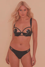 Load image into Gallery viewer, Ava Black strappy ring detail 1/4 cup bra A - D
