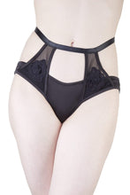 Load image into Gallery viewer, Effie Black Satin and Mesh Applique Brief
