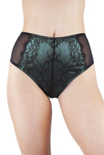Load image into Gallery viewer, Irena Teal Satin &amp; Lace High Waist Brief

