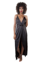 Load image into Gallery viewer, Reina Black Satin Chemise

