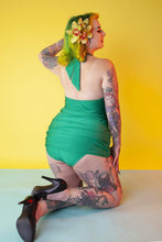 Load image into Gallery viewer, Collectif Green high shine skirted swimsuit
