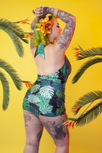 Load image into Gallery viewer, Collectif Green Palm Skirted swimsuit
