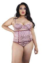 Load image into Gallery viewer, Beatrix Red Placement Stripe Waspie Curve
