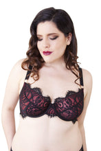 Load image into Gallery viewer, Bailey Red Net/Black Embroidery Lace Bra Curve
