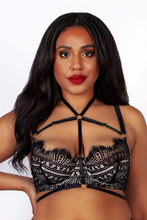 Load image into Gallery viewer, Sky Pearl Quarter Cup Lace Harness Curve Bra
