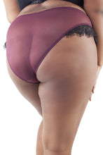 Load image into Gallery viewer, Karine Lace Overlay Brief Wine/Black Curve

