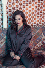 Load image into Gallery viewer, Black and Red Smoking Suit Pj Set Curve

