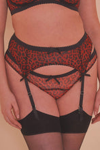 Load image into Gallery viewer, Josie Leopard Mesh Picot Suspender Belt Curve
