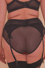 Load image into Gallery viewer, Josie Leopard Mesh Picot Suspender Belt Curve
