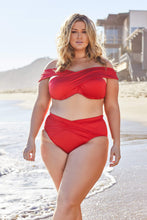 Load image into Gallery viewer, Hunter McGrady Plus Size/Curve Red Wrap Bikini Top
