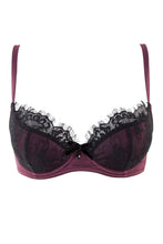 Load image into Gallery viewer, Karine Lace Overlay Bra Wine/Black DD-G Cups

