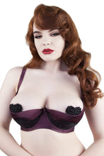 Load image into Gallery viewer, Marlene Wine 1/4 Cup Bra with Lace DD-G
