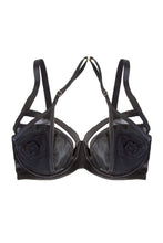Load image into Gallery viewer, Effie Black Satin and Mesh Applique DD-H Bra
