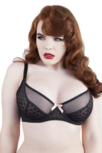 Load image into Gallery viewer, Isa Black dot mesh Net DD-F Bra

