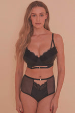 Load image into Gallery viewer, Aerona Lace and Leatherette Longline DD-F Bra
