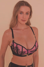 Load image into Gallery viewer, Emelda Lilac Ring detail FB satin and lace bra DD - H
