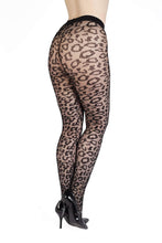 Load image into Gallery viewer, Bettie Page Leopard Knit Tights - Black UK 8 – 22
