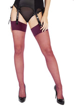 Load image into Gallery viewer, Seamed Stockings Grape UK 8 – 22
