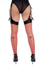 Load image into Gallery viewer, Bow Back Seamed Stockings Red UK 8 – 22

