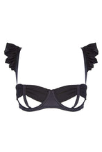 Load image into Gallery viewer, Lana Black Satin Bow Open Bra DD- G Cups
