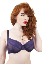 Load image into Gallery viewer, Sadie Midnight Blue Lace Bra DD-G Cups
