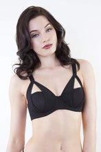 Load image into Gallery viewer, harness black bra strappy cut out mesh detachable 
