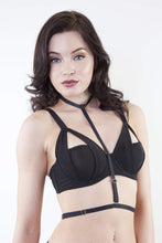 Load image into Gallery viewer, harness black bra strappy cut out mesh detachable 
