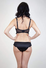 Load image into Gallery viewer, balconette satin black frilly bra bow full bust
