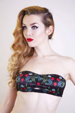 Load image into Gallery viewer, snake floral print bandeau strapless bra peek a boo cut out 
