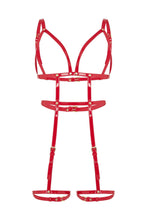 Load image into Gallery viewer, Regalia Open Harness Bra With Leg Cuffs Red
