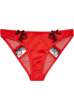 Load image into Gallery viewer, Arlene Red Satin Black Lace Brief
