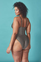 Load image into Gallery viewer, Wolf &amp; Whistle Curve khaki lace up swimsuit
