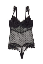 Load image into Gallery viewer, Wolf &amp; Whistle Aime Dot Mesh and Lace Body Black

