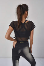 Load image into Gallery viewer, Wolf &amp; Whistle Mesh Crop Top Black
