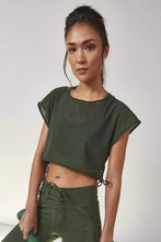 Load image into Gallery viewer, Wolf &amp; Whistle Mesh Crop Top Khaki
