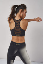 Load image into Gallery viewer, Wolf &amp; Whistle Racer Back Lace Up Bra Black
