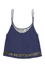 Load image into Gallery viewer, Wolf &amp; Whistle Nicole Navy Lace Panel PJ Set
