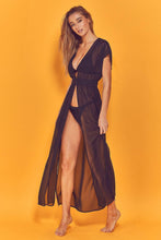 Load image into Gallery viewer, Wolf &amp; Whistle Zahida Open Front Maxi Beach Dress Black
