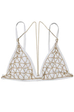 Load image into Gallery viewer, Wolf &amp; Whistle Goldie white triangle bikini top with removable chain B - F Cups

