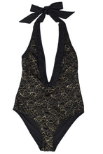 Load image into Gallery viewer, Wolf &amp; Whistle Leah gold lace plunge swimsuit
