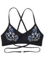 Load image into Gallery viewer, Wolf &amp; Whistle Megan Black Embroidered Bikini Top
