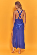 Load image into Gallery viewer, Wolf &amp; Whistle Karissa Cross Back Beach Dress Blue
