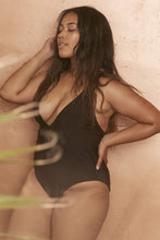 Load image into Gallery viewer, Wolf &amp; Whistle Goldie black swimsuit with removable chain curve
