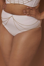 Load image into Gallery viewer, Wolf &amp; Whistle Goldie White high waist bikini brief with removable chain curve
