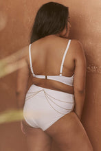 Load image into Gallery viewer, Wolf &amp; Whistle Goldie white push up plunge bikini top with removable chain curve
